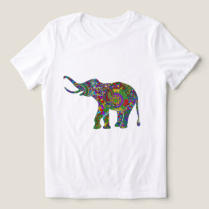 Farbenfrohe Retro-Blume Elefant 2 Tri-Blend Shirt
