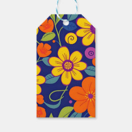 Farbenfrohe Retro-Blume im Dopaminstil Geschenkanhänger