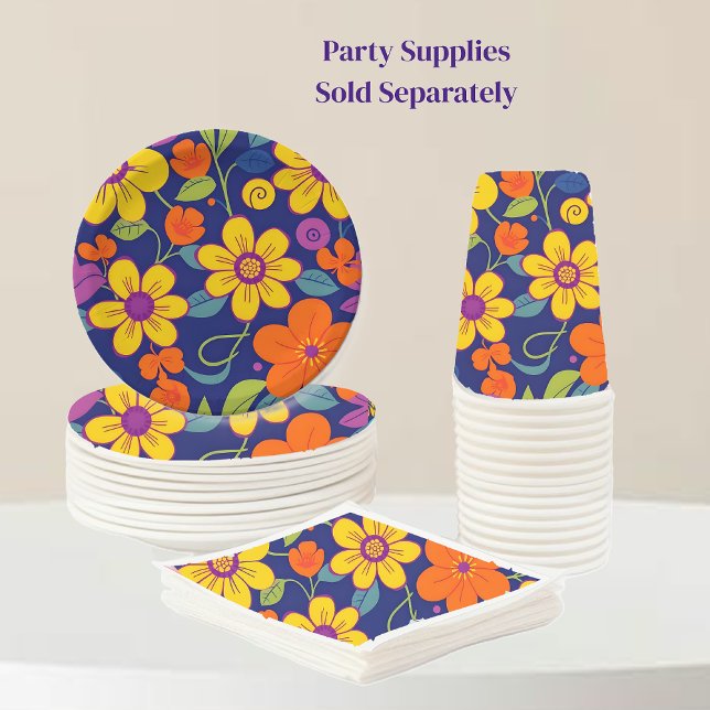 Farbenfrohe Retro-Blume im Dopaminstil Pappbecher (Colorful Retro Flowers-Dopamine Style-Party Supplies plates cups and napkins )