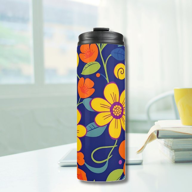 Farbenfrohe Retro-Blume im Dopaminstil Thermosbecher (Colorful Retro Flowers-Dopamine Style Thermal Tumbler)