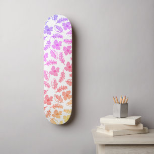 Farbenfrohe Retro Blume Leaf Art Skateboard
