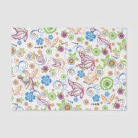 Farbenfrohe Retro-Blume Vögel & Schmetterlinge 2