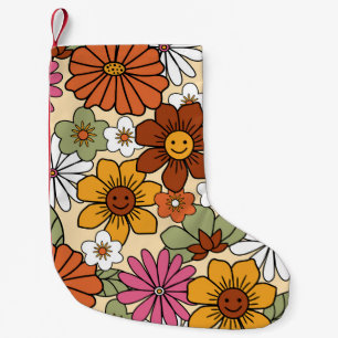 Farbenfrohe Retro-Blumenmuster im 70er-Stil. Vinta Kleiner Weihnachtsstrumpf