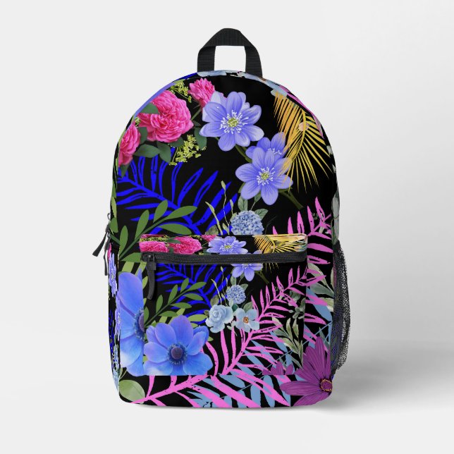 Farbenfrohe Retro-Blumenzange Bedruckter Rucksack (Vorderseite)