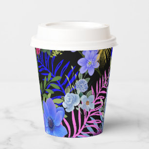 Farbenfrohe Retro-Blumenzange Pappbecher