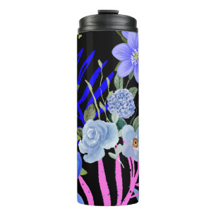 Farbenfrohe Retro-Blumenzange Thermosbecher