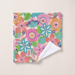Farbenfrohe Retro Boho Girly Blume Hippie Waschlappen