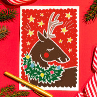 Farbenfrohe Retro-Briefmarke-Stil-Rüde