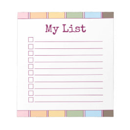 Farbenfrohe Retro-Checkliste Notizblock
