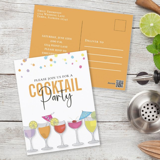Farbenfrohe Retro Cocktail Party nach Maß Postkarte (Von Creator hochgeladen)