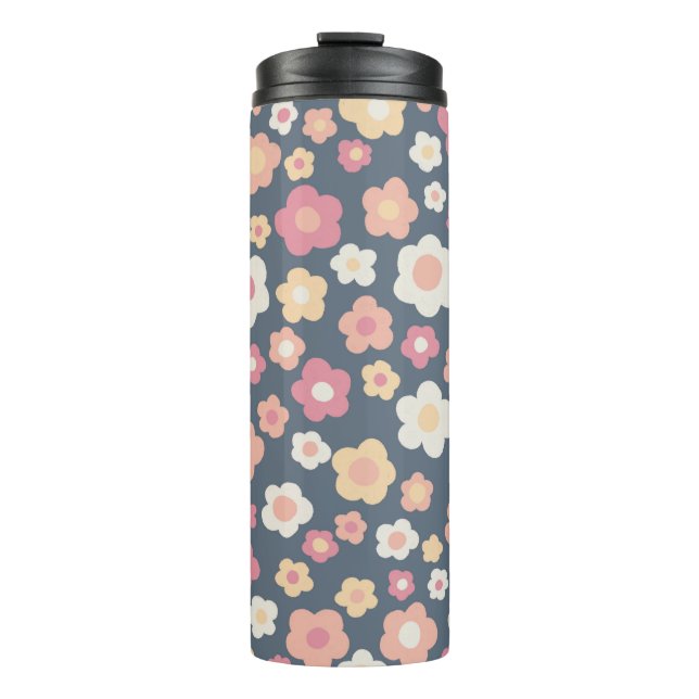 Farbenfrohe Retro Daisis Pastel Blume Muster Niedl Thermosbecher (Vorderseite)