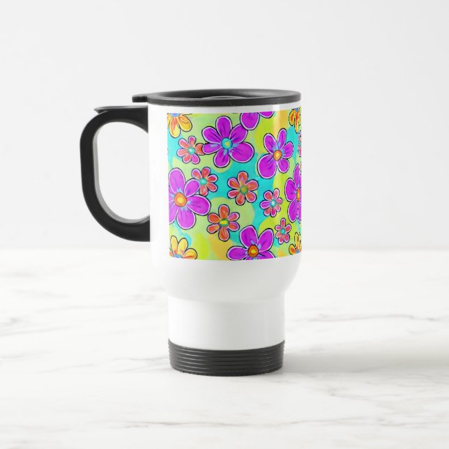 Farbenfrohe Retro Daisy Tasse (Links)