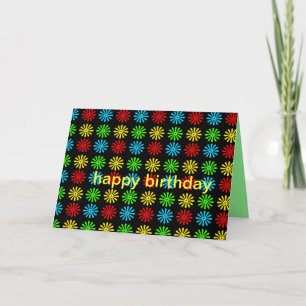 Farbenfrohe Retro Daisy zum Geburtstag Karte