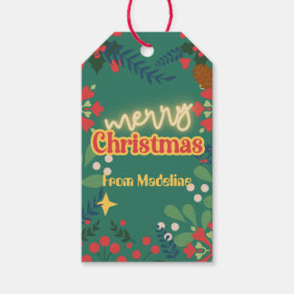 Farbenfrohe Retro der modernen Weihnachtszeit-Part Geschenkanhänger