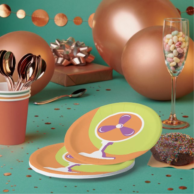 Farbenfrohe Retro Electric Ventilator Sommer Pop K Pappteller (Multi)