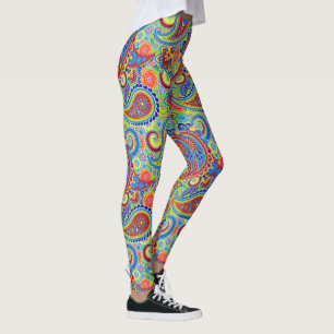 Farbenfrohe Retro-Floral Paisley Muster Leggings