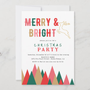 Farbenfrohe Retro Frohe und helle Weihnachtsfeier  Einladung