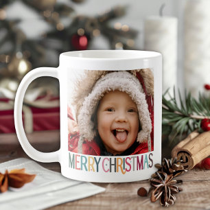 Farbenfrohe Retro Frohe Weihnachtssterne Foto Kaffeetasse