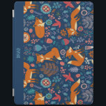 Farbenfrohe Retro-Füchse - Muster für Vögel und Bl iPad Hülle<br><div class="desc">Niedliche bunte Füchse Vögel und Blume Retro-Abbildung nahtlose Muster mit benutzerdefinierten blauen Hintergrundfarbe.</div>