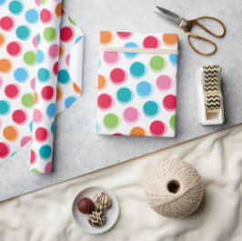 Farbenfrohe Retro Fuzzy Polka Dots Kindergeburt Geschenkpapier