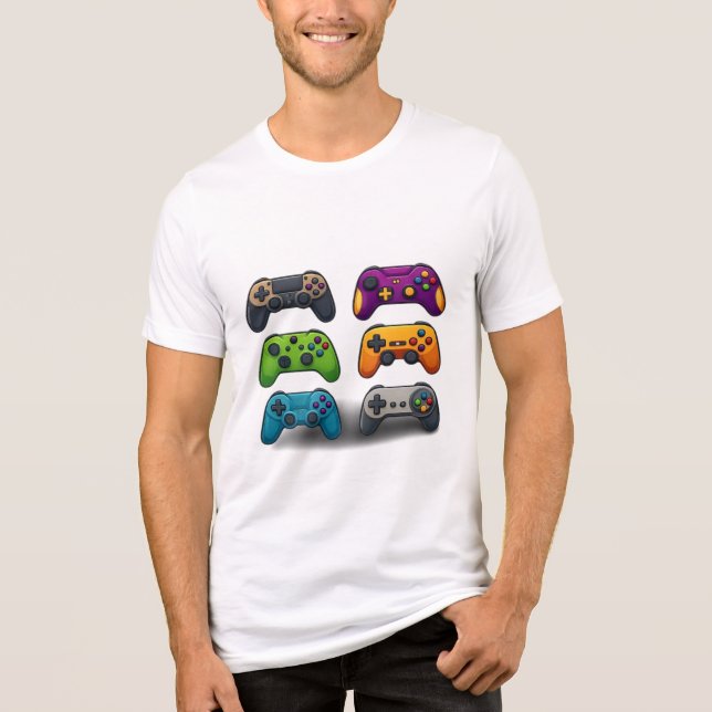 Farbenfrohe Retro-Gamecontroller - Gamer-Design fü Tri-Blend Shirt (Vorderseite)