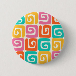 Farbenfrohe Retro-Geometrie-Swirls und kühne Vinta Button