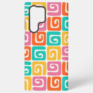 Farbenfrohe Retro-Geometrie-Swirls und kühne Vinta Samsung Galaxy Hülle