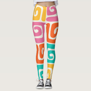Farbenfrohe Retro-Geometrie-Swirls und kühnes Vint Leggings