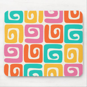 Farbenfrohe Retro-Geometrie-Swirls und kühnes Vint Mousepad