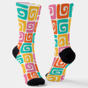 Farbenfrohe Retro-Geometrie-Swirls und kühnes Vint Socken