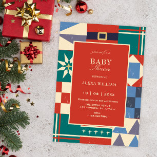 Farbenfrohe retro-geometrische Babyparty Einladung