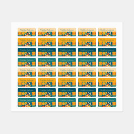 Farbenfrohe Retro geometrische Kindernamen Labels Etiketten