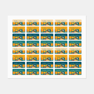 Farbenfrohe Retro geometrische Kindernamen Labels Etiketten