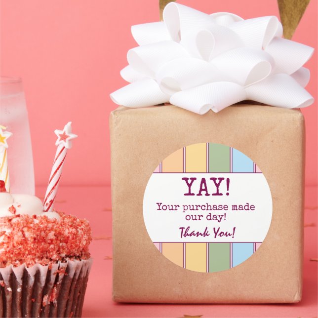 Farbenfrohe Retro-Geschäft Vielen Dank Runder Aufkleber (Party)