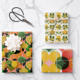 Farbenfrohe Retro Geschenkpapier Set