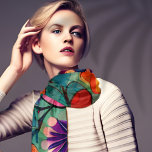Farbenfrohe Retro Hippie Floral Schal<br><div class="desc">Diese rote und grüne Blume hat einen lustigen handgezeichneten Look,  der aus den 60er Jahren stammen könnte. Es wurde mit KI vorgestellt.</div>