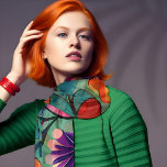 Farbenfrohe Retro Hippie Floral Schal<br><div class="desc">Diese rote und grüne Blume hat einen lustigen handgezeichneten Look,  der aus den 60er Jahren stammen könnte. Es wurde mit KI vorgestellt.</div>