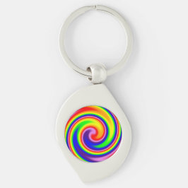 Farbenfrohe Retro Hippie Rainbow Swirl Schlüsselanhänger