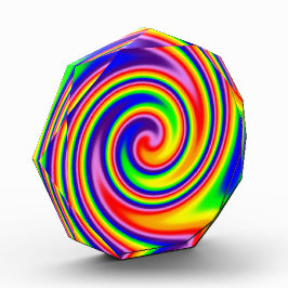 Farbenfrohe Retro Hippie Spiral Rainbow Swirl Fotoblock