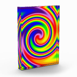 Farbenfrohe Retro Hippie Spiral Rainbow Swirl Fotoblock