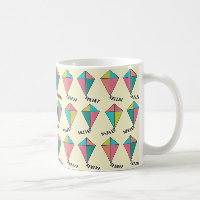 Farbenfrohe Retro Kite Muster Kaffeetasse (Rechts)