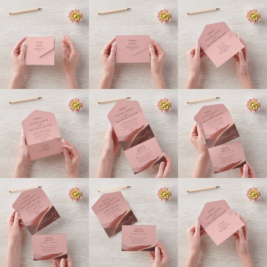 Farbenfrohe Retro kühne Blumensommer Hochzeit A All In One Einladung