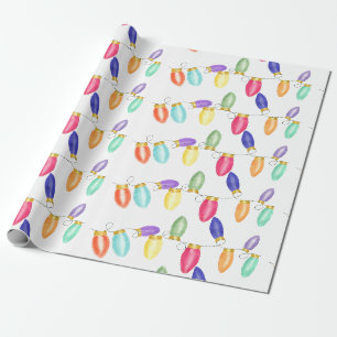 Farbenfrohe Retro-Lichterkette als Geschenkpapier