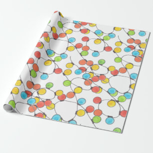Farbenfrohe Retro-Lichterkette als Geschenkpapier