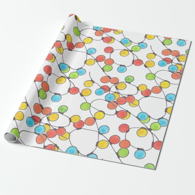Farbenfrohe Retro-Lichterkette als Geschenkpapier (Ungerollt)