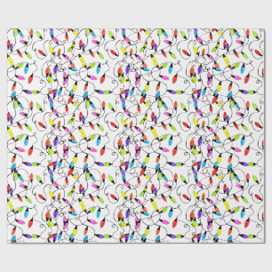 Farbenfrohe Retro-Lichterkette Geschenkpapier