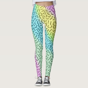 Farbenfrohe Retro-Memphis-Muster Pastell Leggings