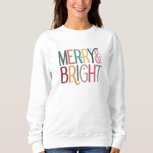 Farbenfrohe Retro-Merry-Bright-Stars Sweatshirt (Vorderseite)
