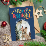 Farbenfrohe Retro Merry & Bright Weihnachten Foto<br><div class="desc">Ein fröhliches und helles Weihnachten! Feiern Sie die Saison mit Ihren Lieben und schicken Sie eine bunte Retro-Foto Grußkarte,  die Ihnen ein fröhliches und fröhliches Urlaubsstimmung verleiht. (Foto von Elina Fairytale auf Pexels. Bitte ersetzen Sie es mit Ihrem eigenen.)</div>
