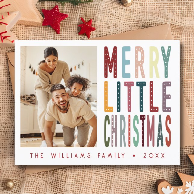 Farbenfrohe Retro Merry Little Christmas Foto Postkarte (Von Creator hochgeladen)